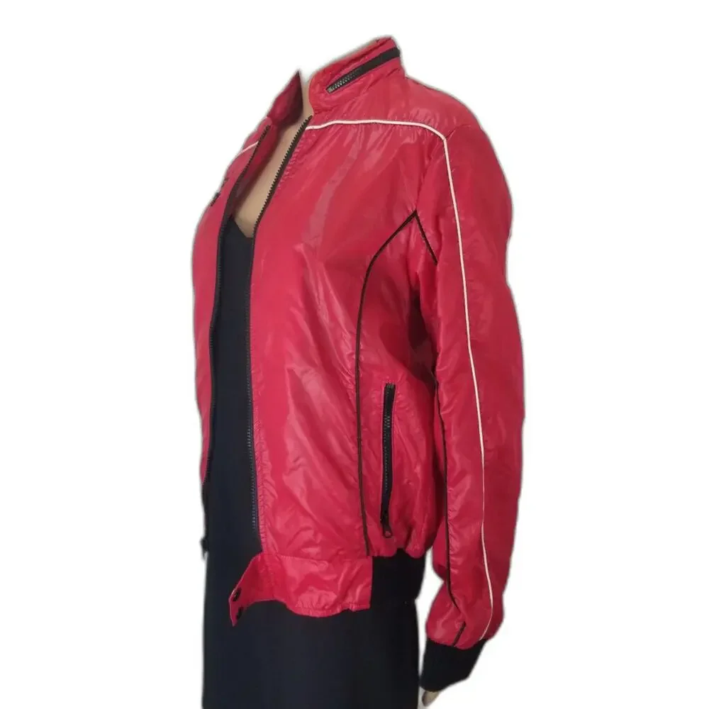1980s Racing Style Auto Automotive Fashion Nylon Red Jacket Ferrari Size Sm